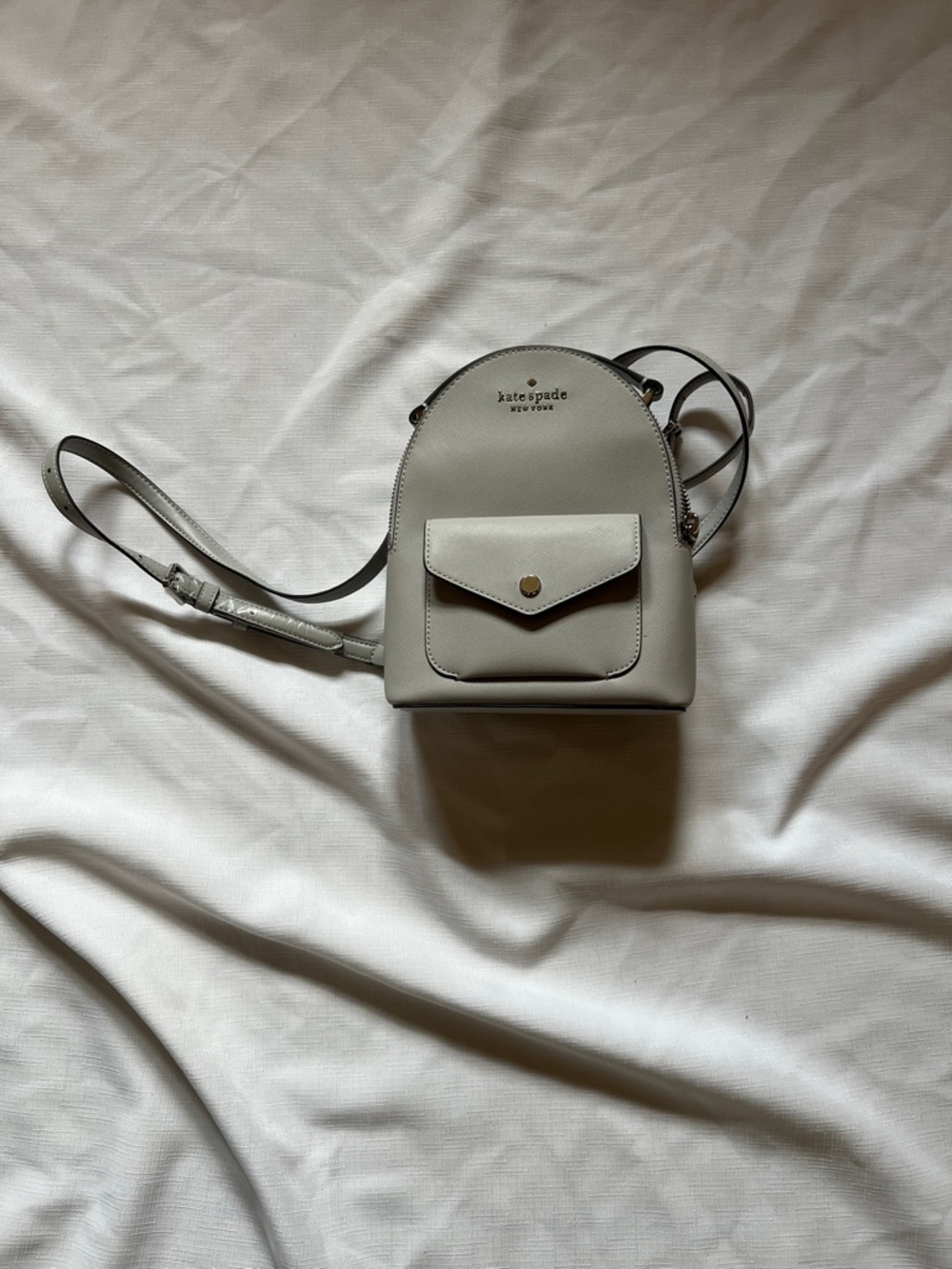 kate spade Small Pebbled Leather Backpack in Light Gray